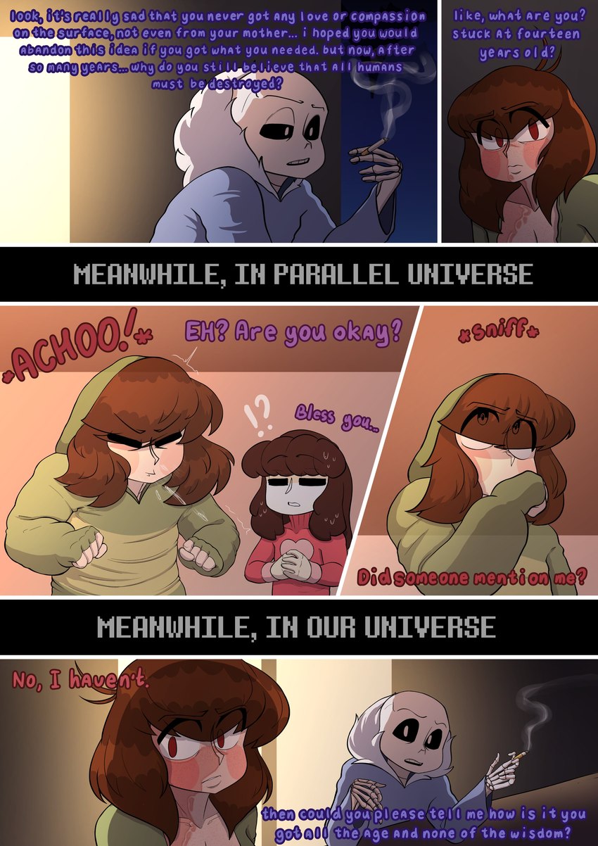 chara and sans (undertale (series) and etc) created by darkynsfw