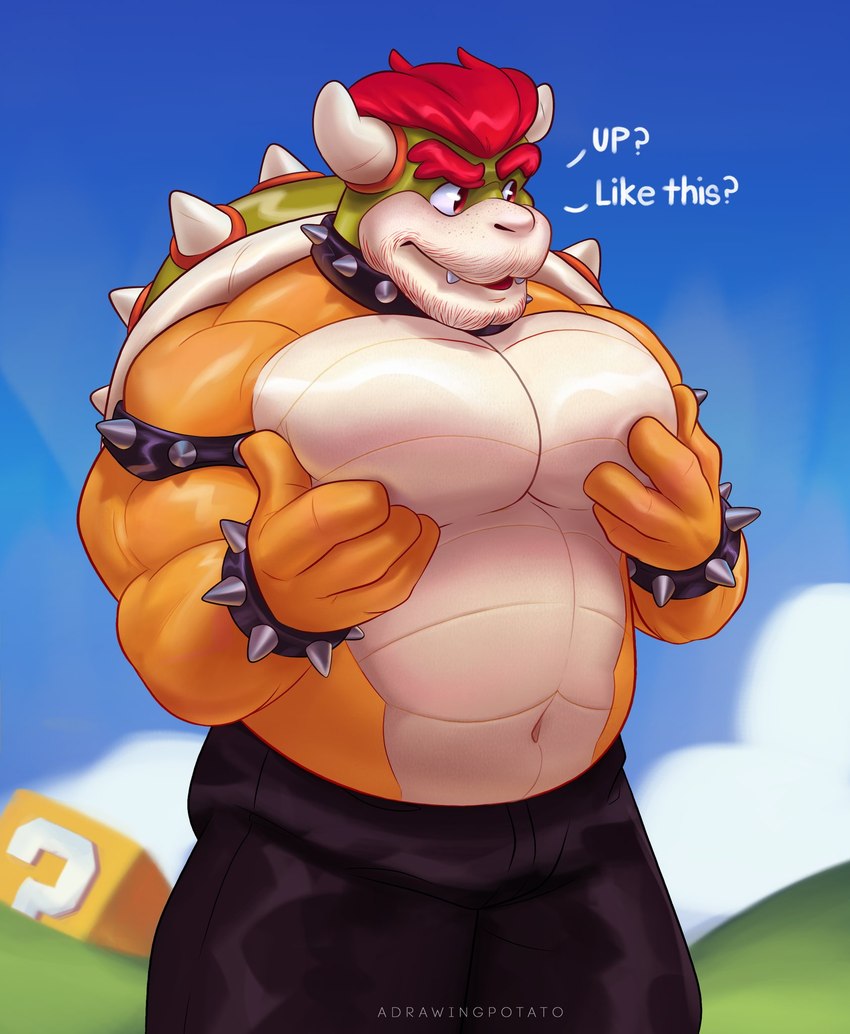 bowser (mario bros and etc) created by adrawingpotato