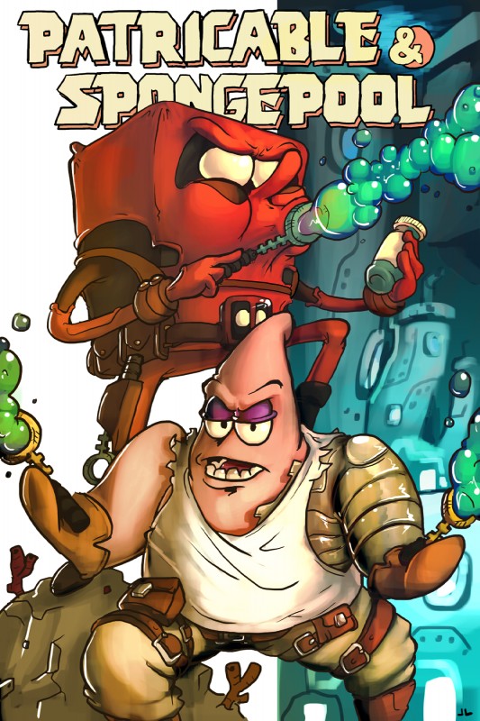 deadpool, patrick star, and spongebob squarepants (spongebob squarepants and etc) created by docwario