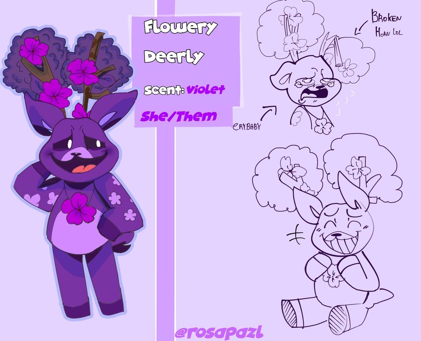 fan character and flowery deerly (mob entertainment and etc) created by rosapazl