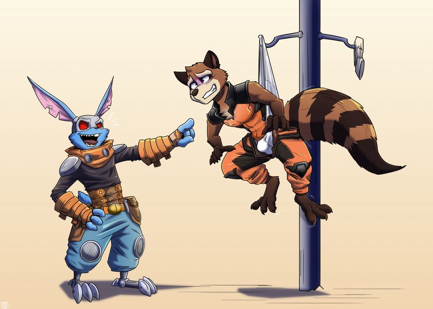 blackjack o'hare and rocket raccoon (guardians of the galaxy and etc) created by juniorjosi