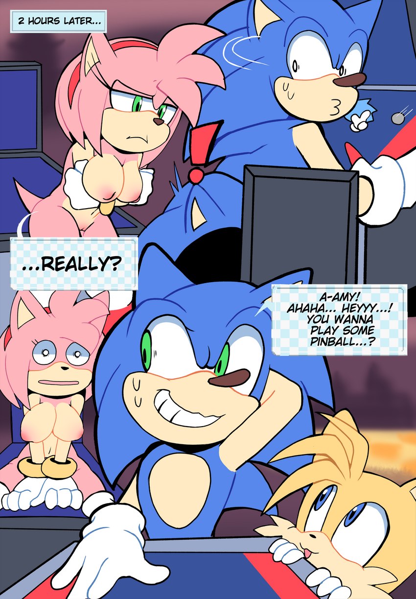 amy rose, miles prower, and sonic the hedgehog (sonic the hedgehog (series) and etc) created by senshion