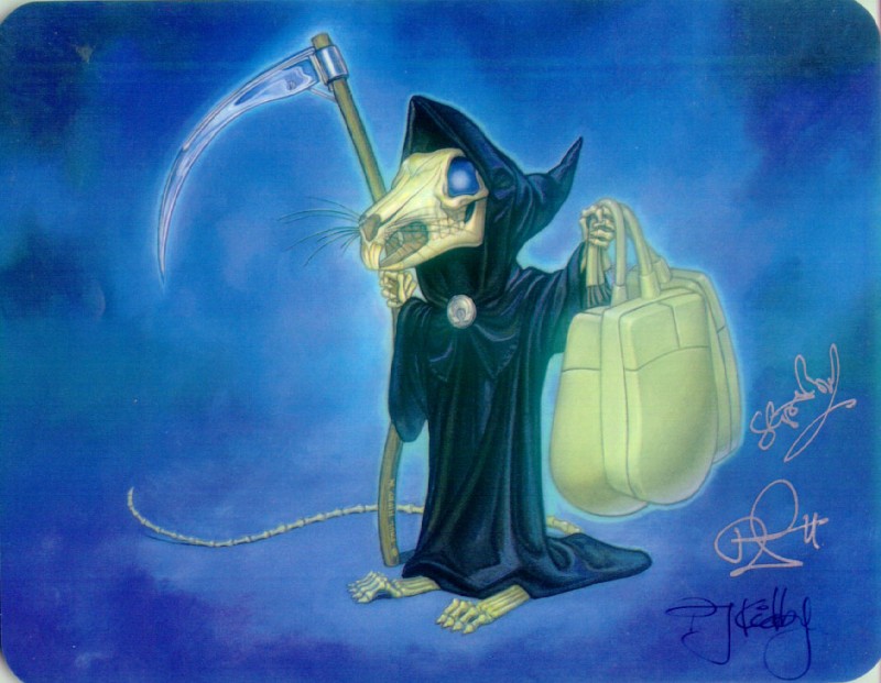 death, death of rats, and grim reaper (discworld) created by paul kidby