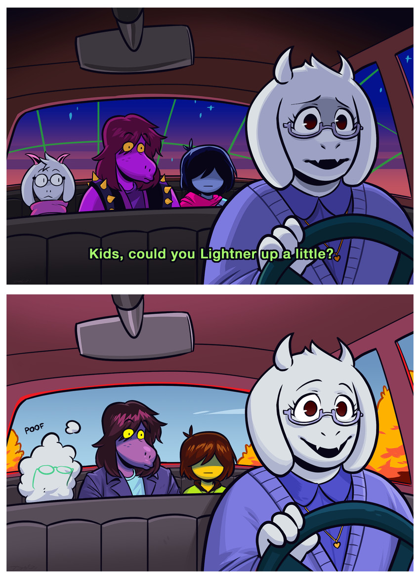 kris dreemurr, ralsei, susie, and toriel (undertale (series) and etc) created by angusburgers