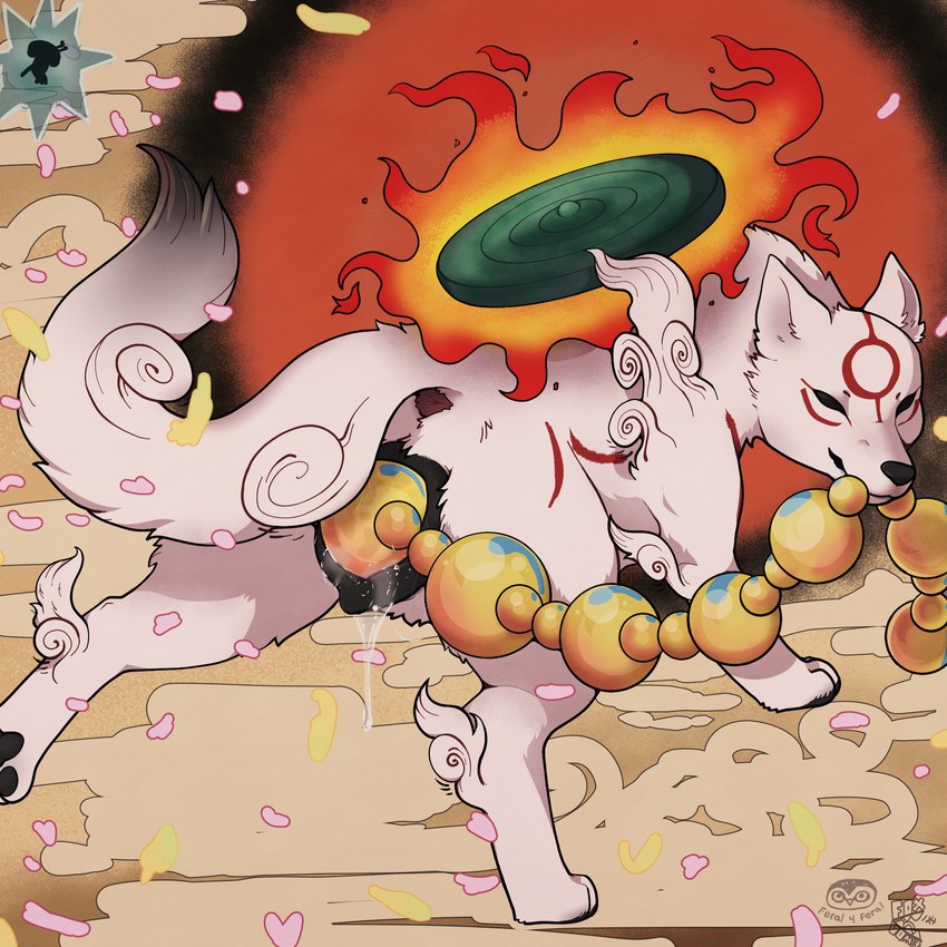 amaterasu (okami (capcom) and etc) created by feral4feral and foxvomitarts