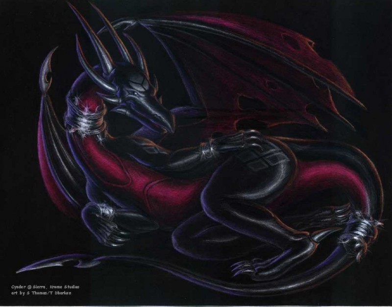 corrupt cynder and cynder (spyro the dragon and etc) created by dharken