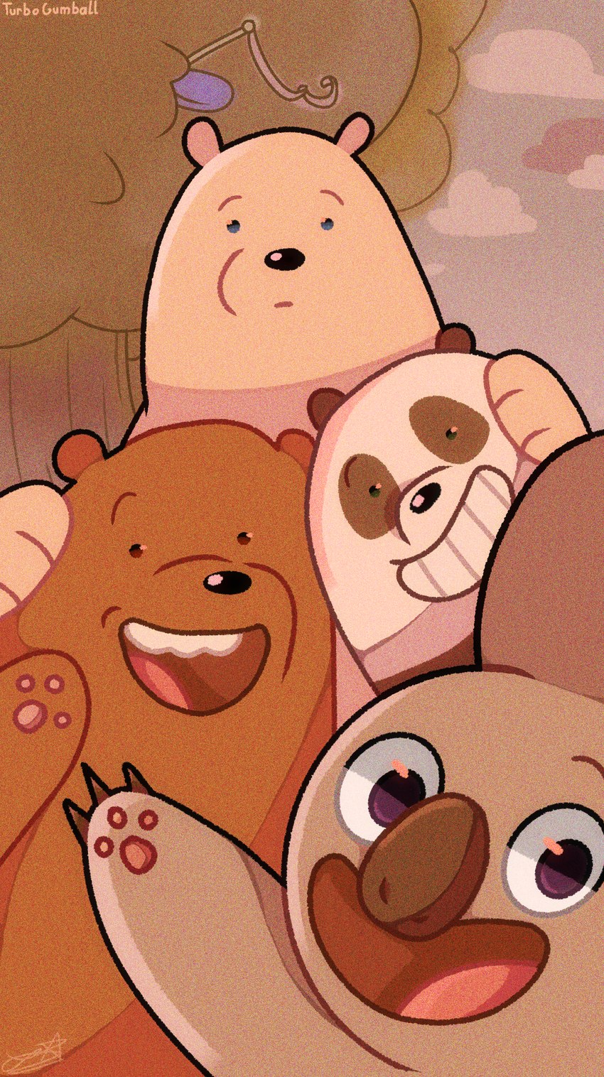 grizzly, ice bear, nom nom, and panda (cartoon network and etc) created by turbo gumball