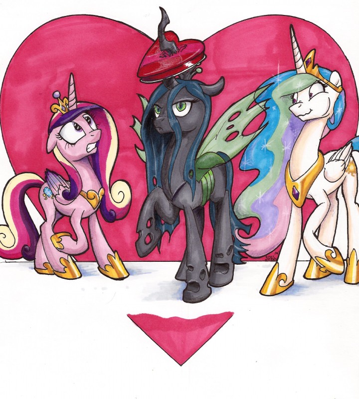 princess cadance, princess celestia, and queen chrysalis (friendship is magic and etc) created by mattings