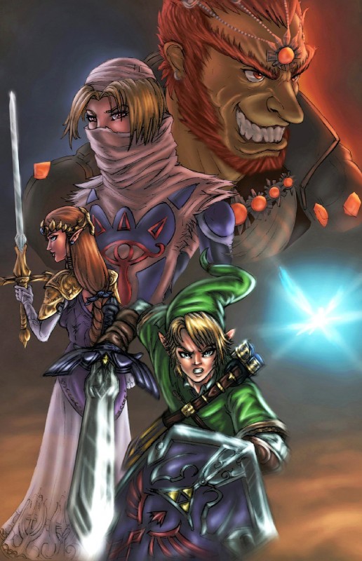 ganondorf, link, navi, princess zelda, and sheik (the legend of zelda and etc) created by victor bartlett