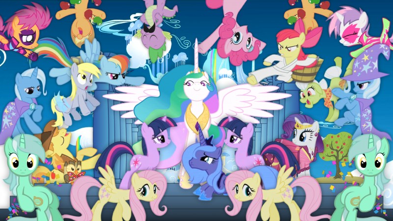 cutie mark crusaders, lyra heartstrings, princess celestia, twilight sparkle, sweetie belle, and etc (friendship is magic and etc) created by zephyrstar