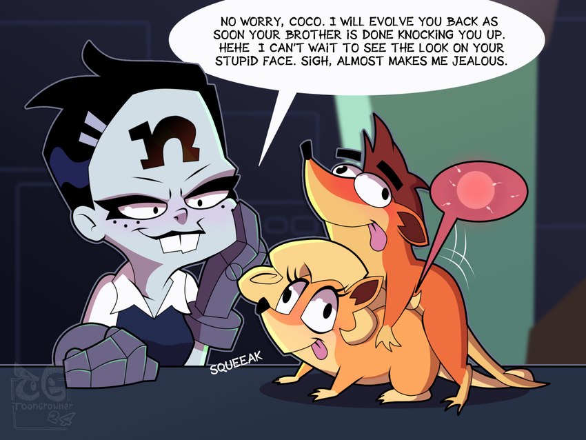 coco bandicoot, crash bandicoot, and nina cortex (crash bandicoot (series) and etc) created by toongrowner