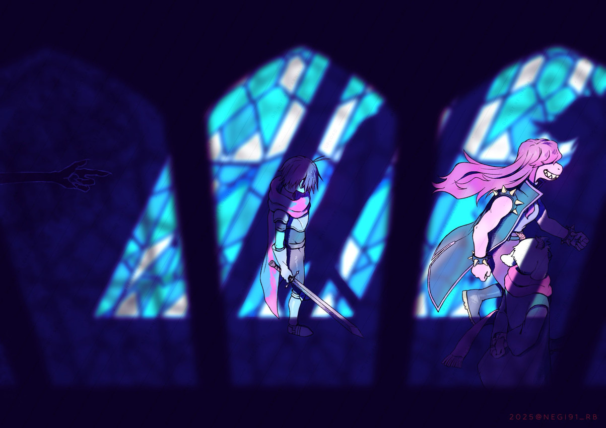 kris dreemurr, ralsei, roaring knight, and susie (undertale (series) and etc) created by negi91 rb