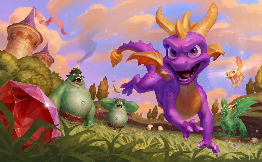 sparx and spyro (spyro the dragon and etc) created by taran fiddler