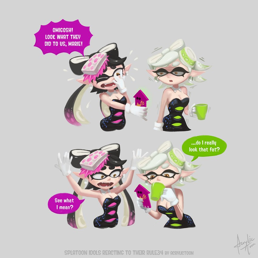 callie, marie, and squid sisters (nintendo and etc) created by acrylictoon