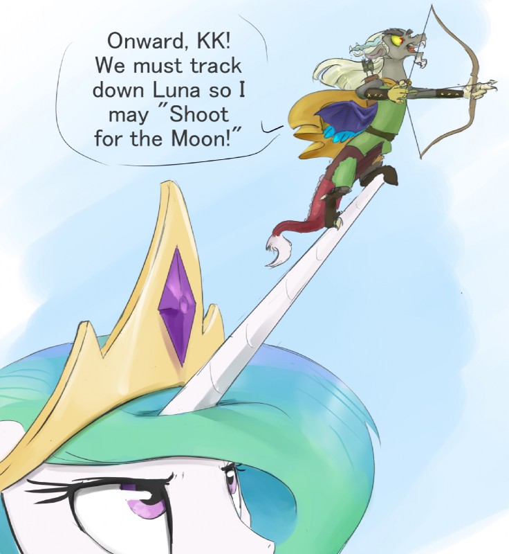 discord and princess celestia (friendship is magic and etc) created by silfoe