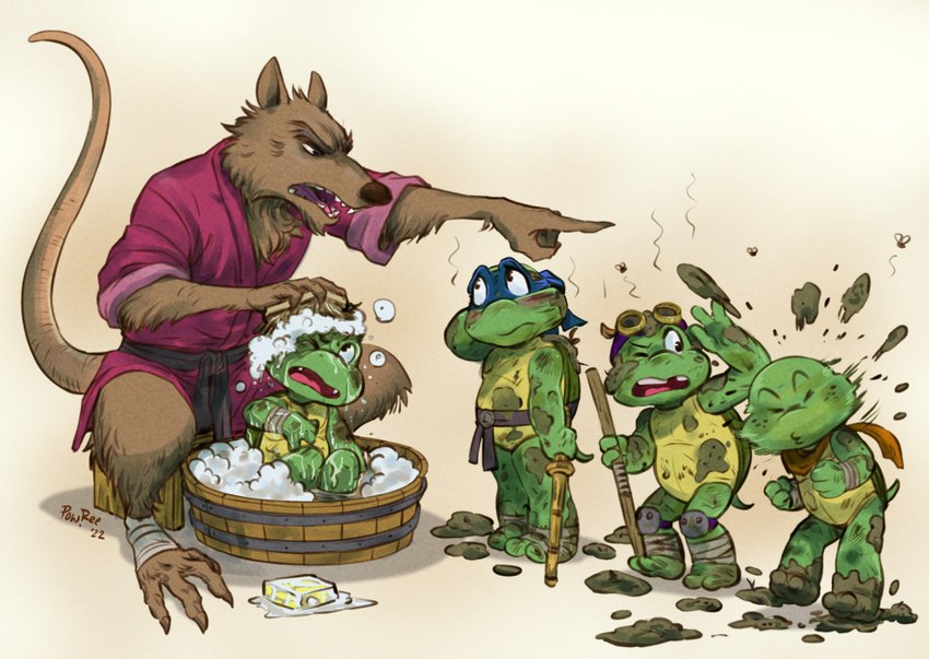 donatello, leonardo, master splinter, michelangelo, and raphael (teenage mutant ninja turtles (1987) and etc) created by powree