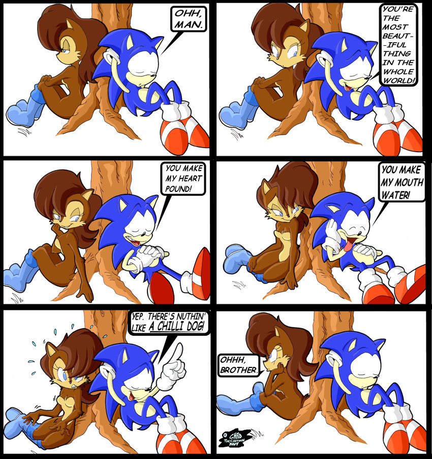 sally acorn and sonic the hedgehog (sonic the hedgehog (archie) and etc) created by chadthecartoonnut
