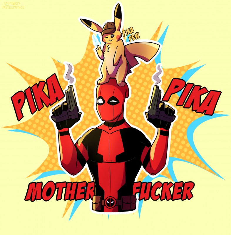 deadpool and detective pikachu (pokemon detective pikachu and etc) created by toastypastelprince