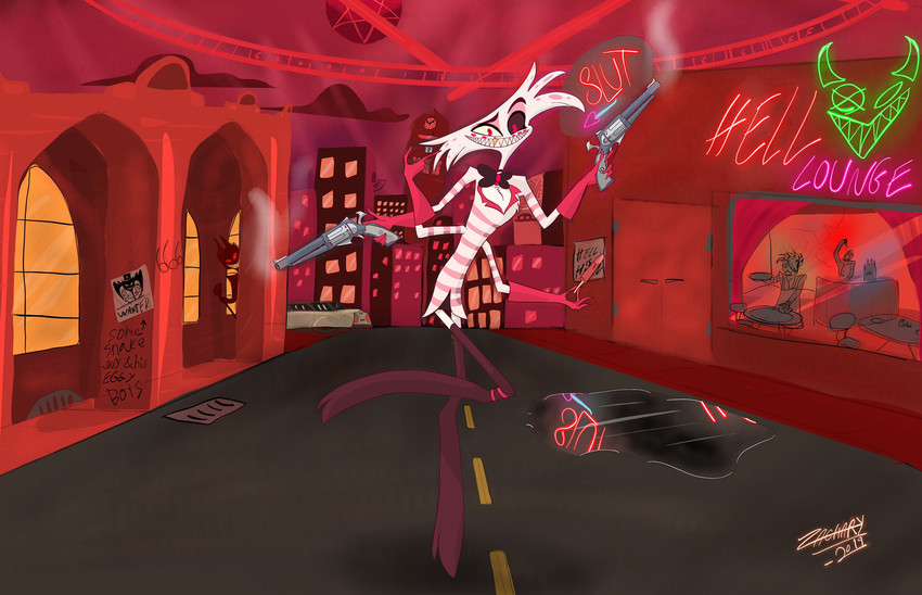 alastor and angel dust (hazbin hotel) created by mr roo (artist)