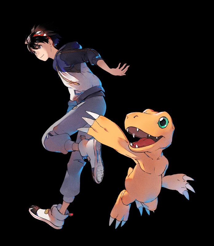 agumon and takuma momozuka (digimon survive and etc)