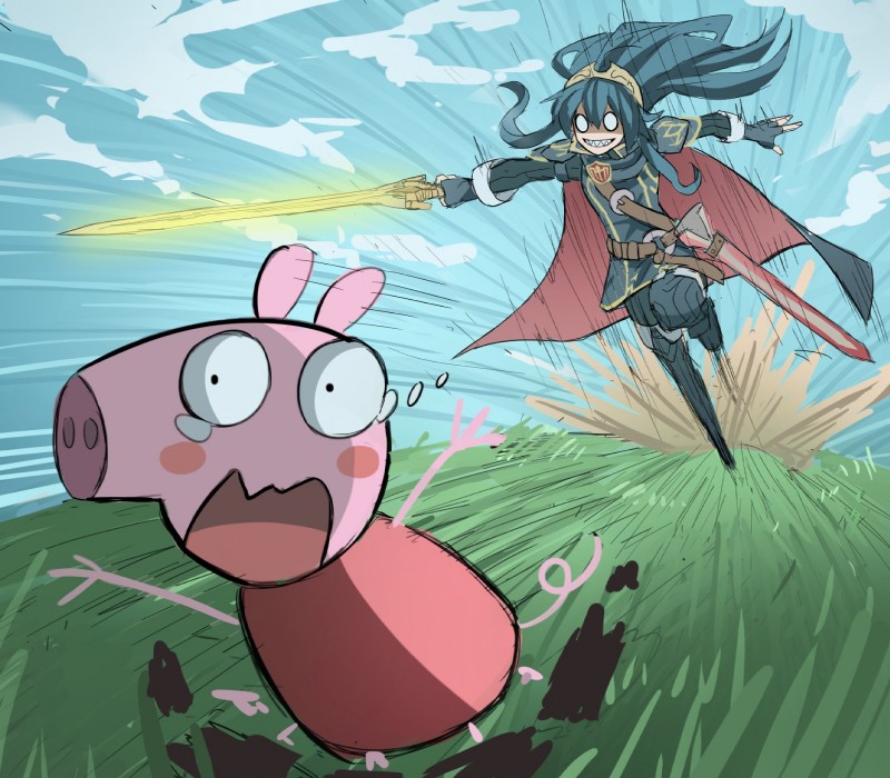 lucina and peppa pig (fire emblem awakening and etc) created by jourd4n