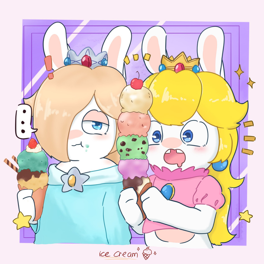 rabbid peach and rabbid rosalina (mario plus rabbids kingdom battle and etc) created by peypey mei1925