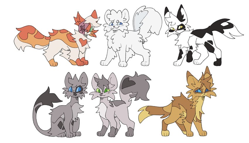 brightheart, cloudtail, ferncloud, thornclaw, swiftpaw, and etc (warriors (book series)) created by pachi rizuu