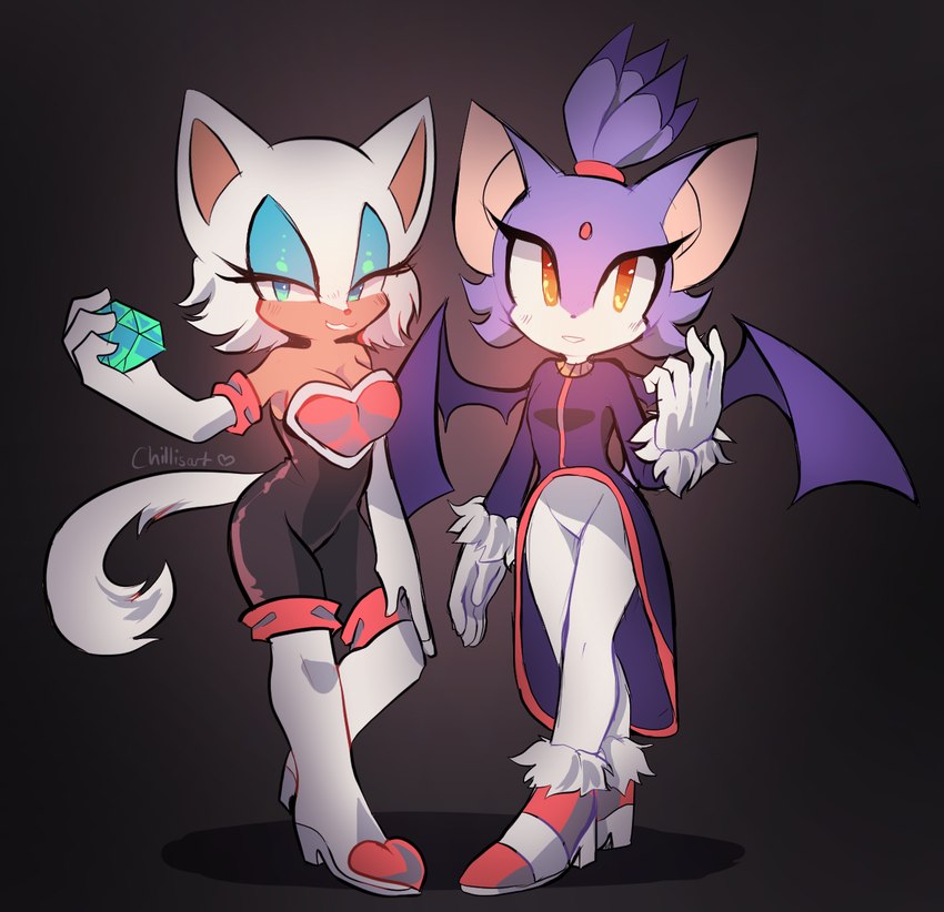 blaze the cat and rouge the bat (sonic the hedgehog (series) and etc) created by spacecolonie