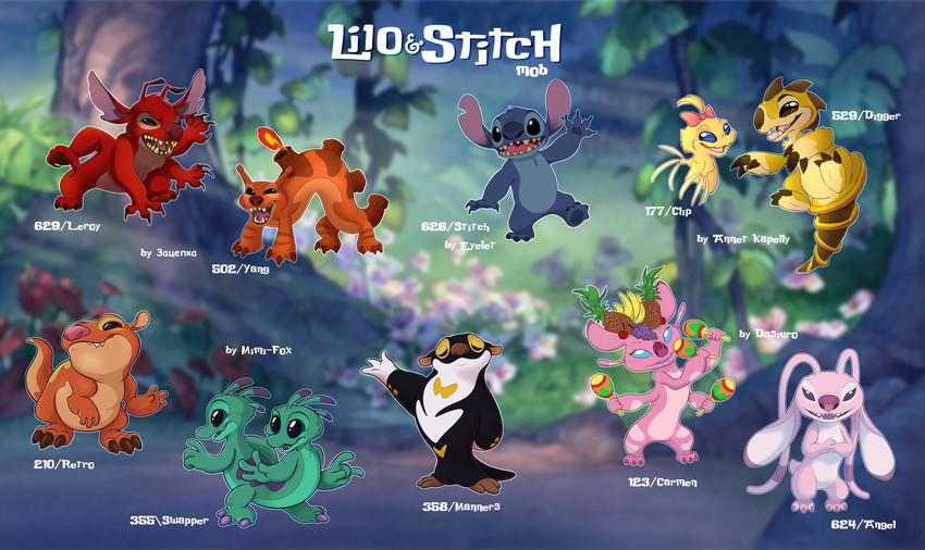 manners, carmen, digger, stitch, angel, and etc (lilo and stitch and etc) created by annet kapelly, dasiuro, eyelet, mimi-fox, and zacepka