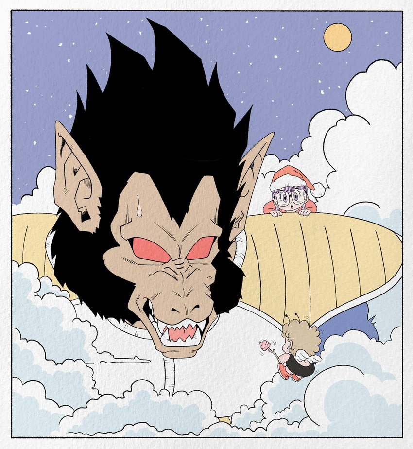 arale norimaki and vegeta (dragon ball z and etc) created by wesatinthecar