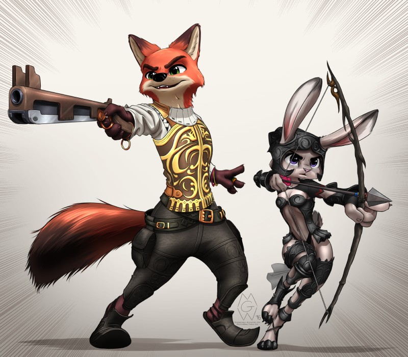 balthier, fran, judy hopps, and nick wilde (final fantasy xii and etc) created by mykegreywolf