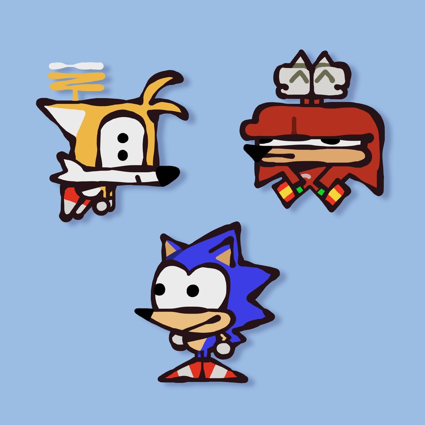 knuckles the echidna, miles prower, and sonic the hedgehog (sonic the hedgehog (series) and etc) created by cas van de pol