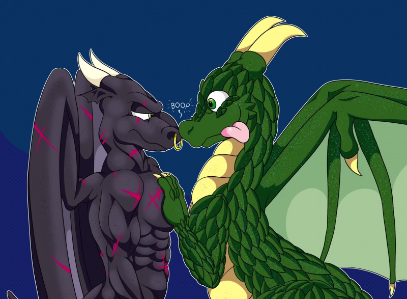 greeny and kynikos (mythology) created by tinydevilhorns