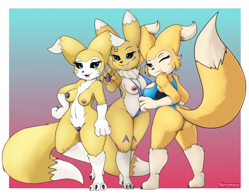 fan character, renimpmon, and yakizu asaki (bandai namco and etc) created by furball, neronova, and queervanire