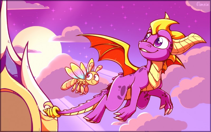 sparx and spyro (spyro the dragon and etc) created by esmeia