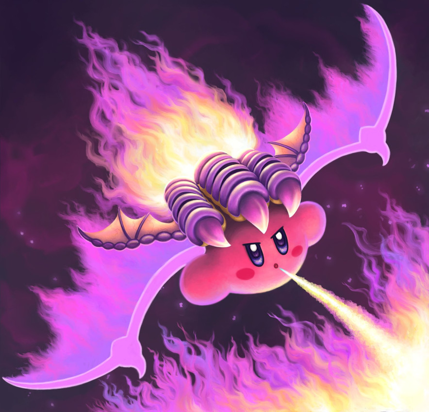 dragon fire kirby, fire kirby, and kirby (kirby and the forgotten land and etc) created by taureleni