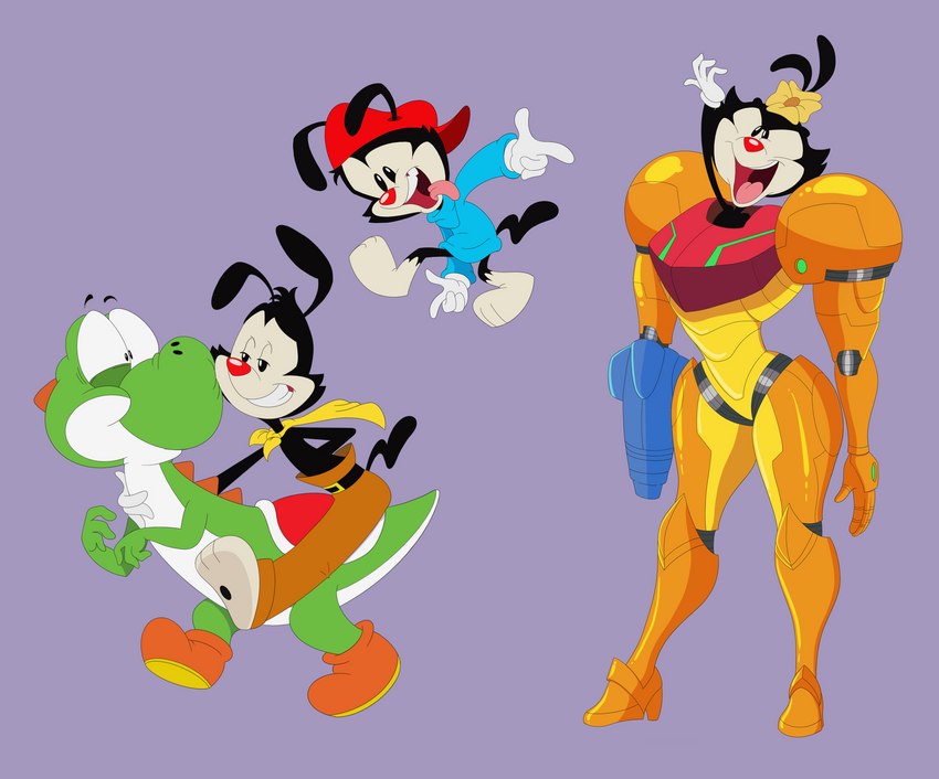 dot warner, samus aran, wakko warner, yakko warner, and yoshi (warner brothers and etc) created by scottforester17