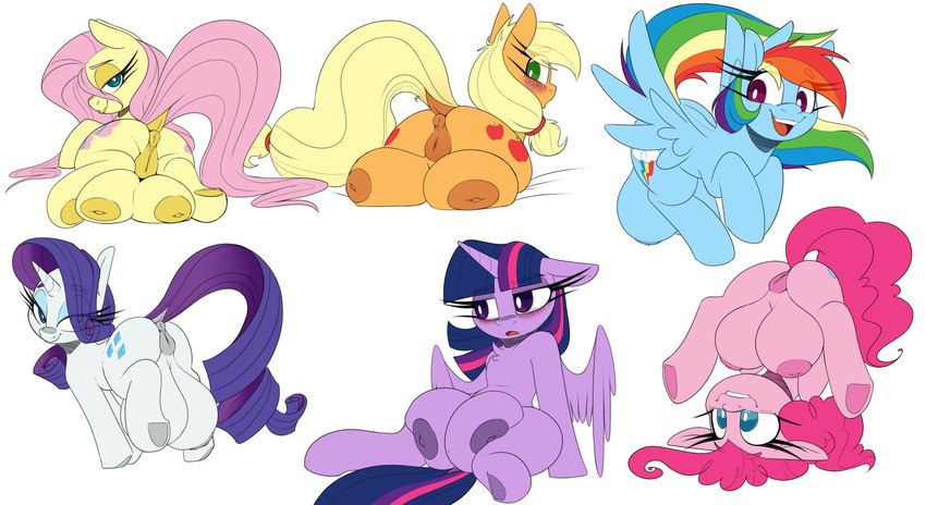 twilight sparkle, rainbow dash, fluttershy, pinkie pie, applejack, and etc (friendship is magic and etc) created by lockheart