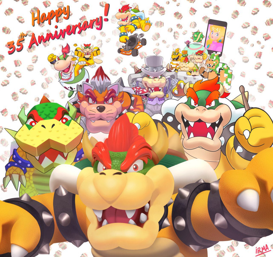 princess peach, baby bowser, bowser jr., meowser, bowser, and etc (paper mario: the origami king and etc) created by bowserina
