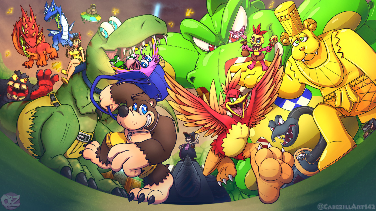 chilly willy, mumbo jumbo, jamjars, banjo, gruntilda winkybunion, and etc (banjo-kazooie and etc) created by cabezilla