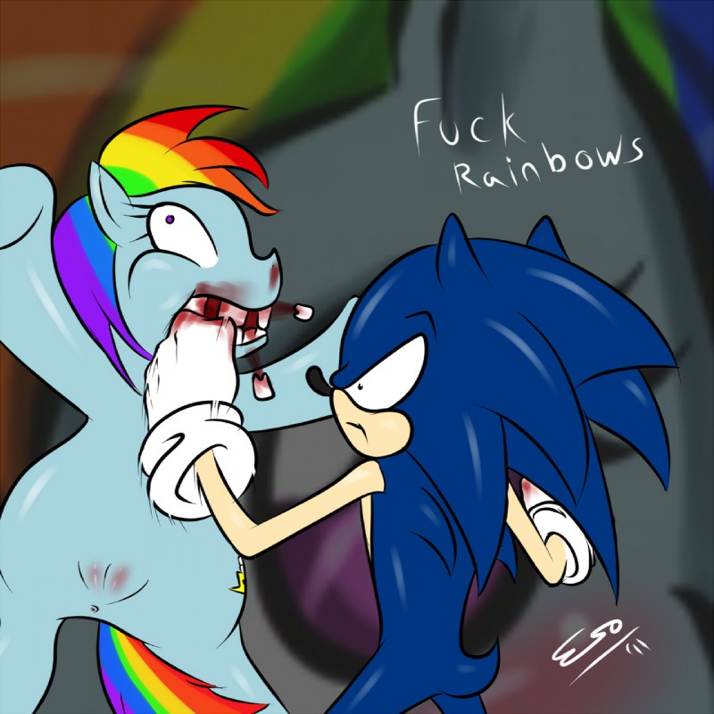 rainbow dash and sonic the hedgehog (sonic the hedgehog (series) and etc) created by pherociouseso