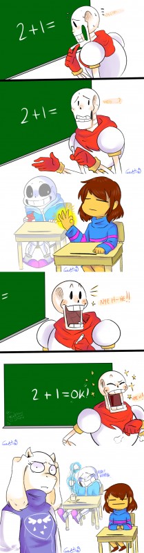 frisk, papyrus, sans, and toriel (undertale (series) and etc) created by gakime