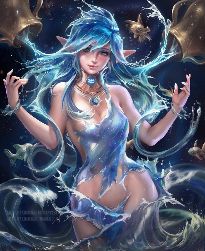 aquarius (western zodiac) created by sakimichan