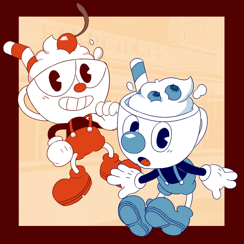 cuphead and mugman (cuphead (game)) created by sunshinenoka