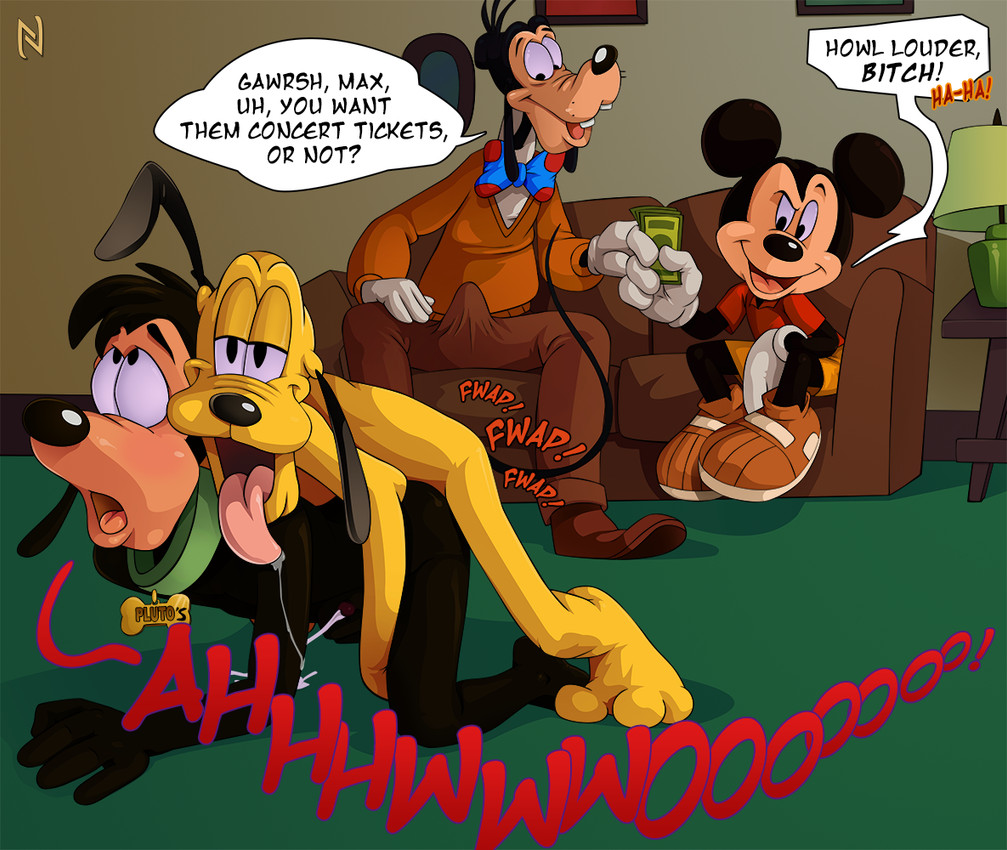 goofy, max goof, mickey mouse, and pluto (goof troop and etc) created by nearphotison