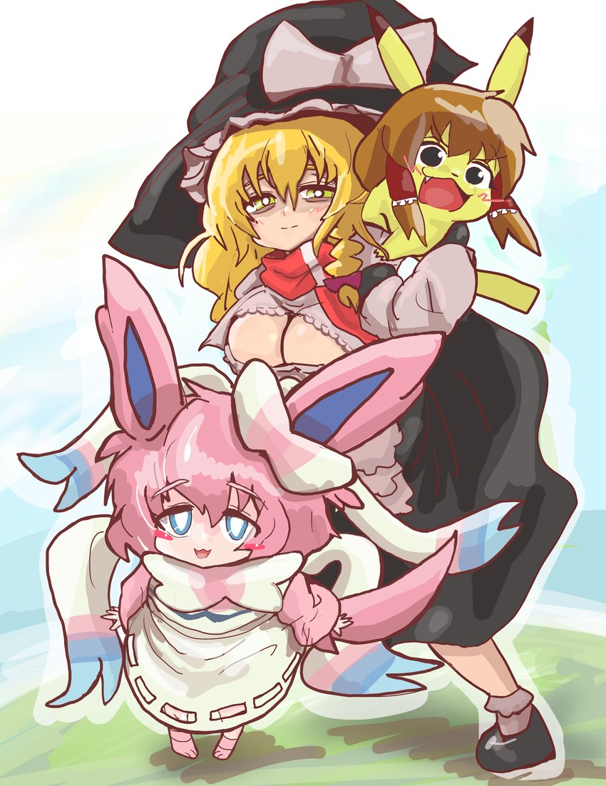 kanna, marisa kirisame, marz, nyon, and sylvenyon (cookie (touhou) and etc) created by anonymous artist