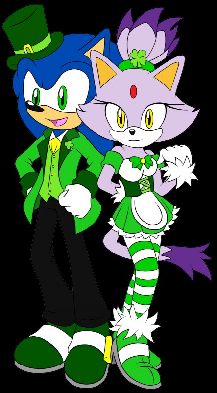 blaze the cat and sonic the hedgehog (sonic the hedgehog (series) and etc) created by sonicguru