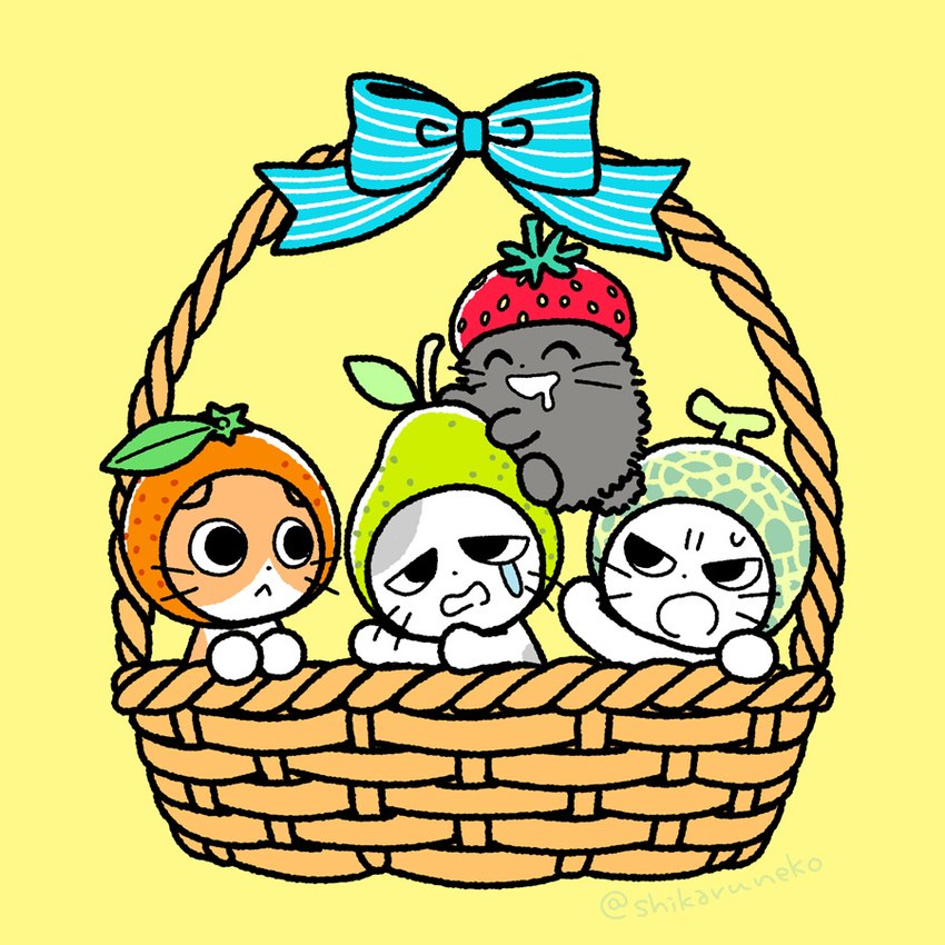 amayakasuneko, nagameruneko, shikaruneko, and ureuneko (shikaruneko (series)) created by mojacookie