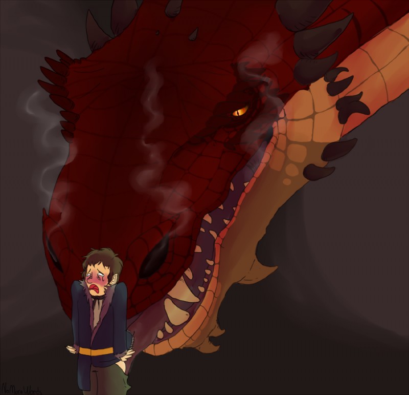 bilbo baggins and smaug (middle-earth (tolkien) and etc) created by nomorewords and northernironbelly