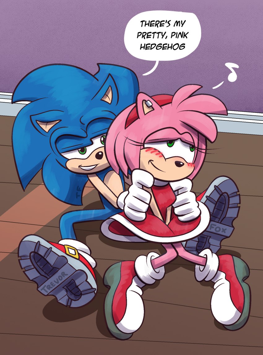 amy rose, sonic the hedgehog, and trevor-fox (sonic the hedgehog (series) and etc) created by trevor-fox